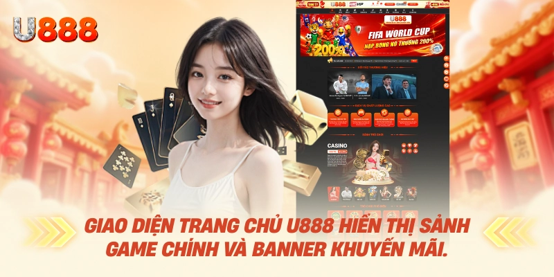 Trang Chủ U888 Chính Thức 2026 15 Giao diện trang chủ U888 hiển thị sảnh game chính và banner khuyến mãi.